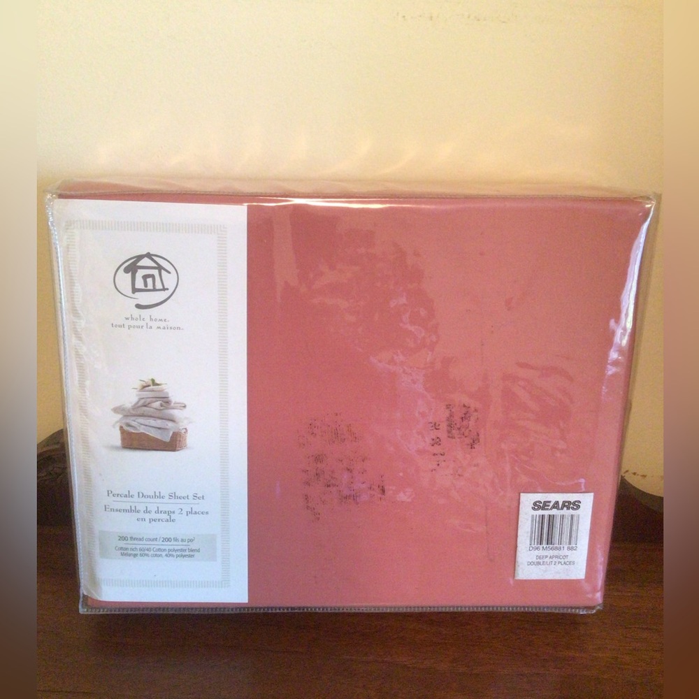 Sears Deep Apricot Percale Double Sheet Set